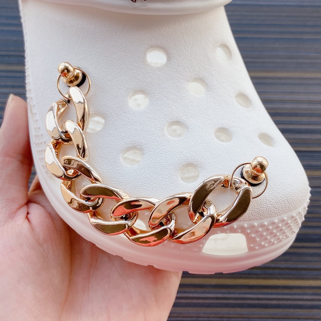 sticker dép crocsPhụ Kiện Chuỗi Dây Xích Đính Nút Áo Thời Trang DIY