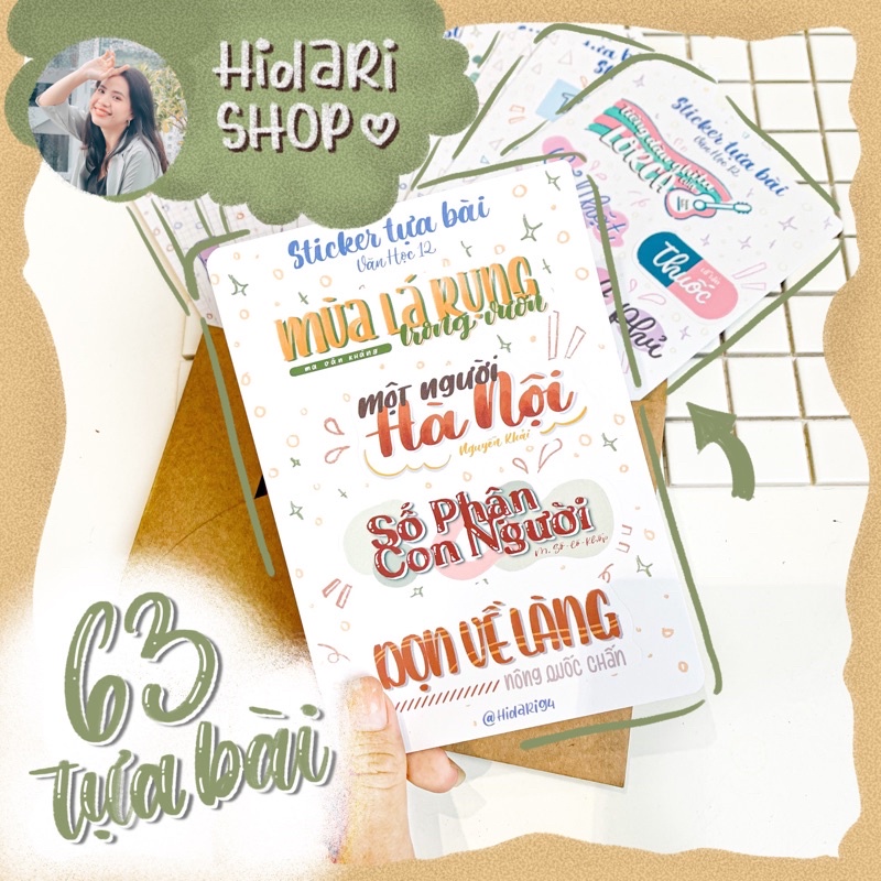 Bộ 63 Sticker Tựa Bài Văn Học 12 - Sticker Ham Học - Hidari