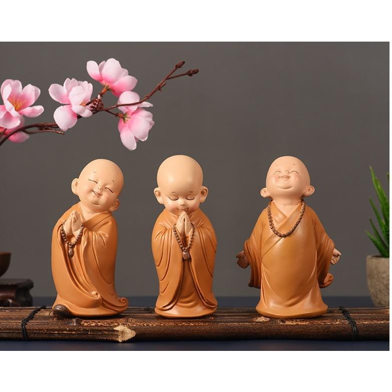 ☘️HOT☘️ Bộ 03 chú tiểu Tự Tại trang trí nhà cửa,ôtô - mẫu đứng 8.5cm