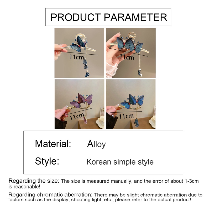 Kẹp Tóc Hình Bướm Thêu Màu Xanh Dương / Tím Thời Trang Cho Nữ