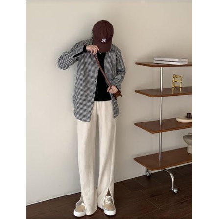 Quần ống rộng Xẻ Tà Lưng Cao Thời Trang Cho Nữ