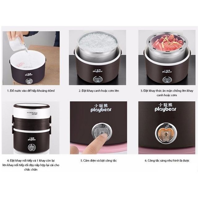 hộp cơm playbear 3 ngăn lõi inox DFH 2019 | BigBuy360 - bigbuy360.vn