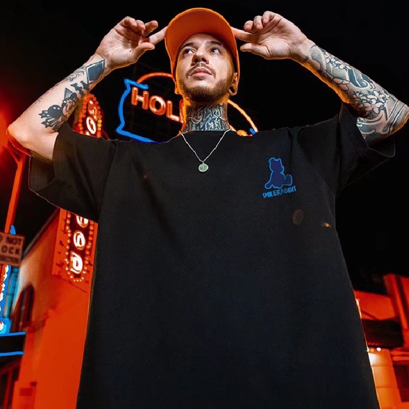 Áo Thun Tay Ngắn Dáng Rộng In Họa Tiết Hoạt Hình Phong Cách Hip Hop Đường Phố Hàn Quốc Thời Trang Mùa Hè Cho Nam M-8XL