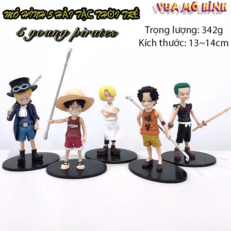 Mô hình One Piece- Figure 5 anh em Luffy, ACE, Sabo, Sanji, ACE thời thơ ấu chiều cao 13-14cm cực đẹp ( có bản lẻ)