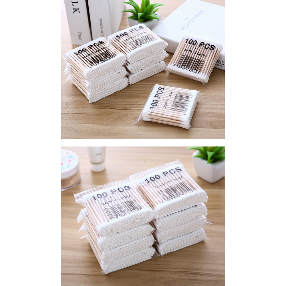 Bộ 100 tăm bông hai đầu dùng một lần đa năng chất lượng cao