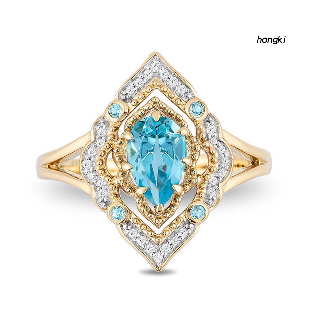 Nhẫn Đính Đá Xanh Thời Trang Cho Nữ