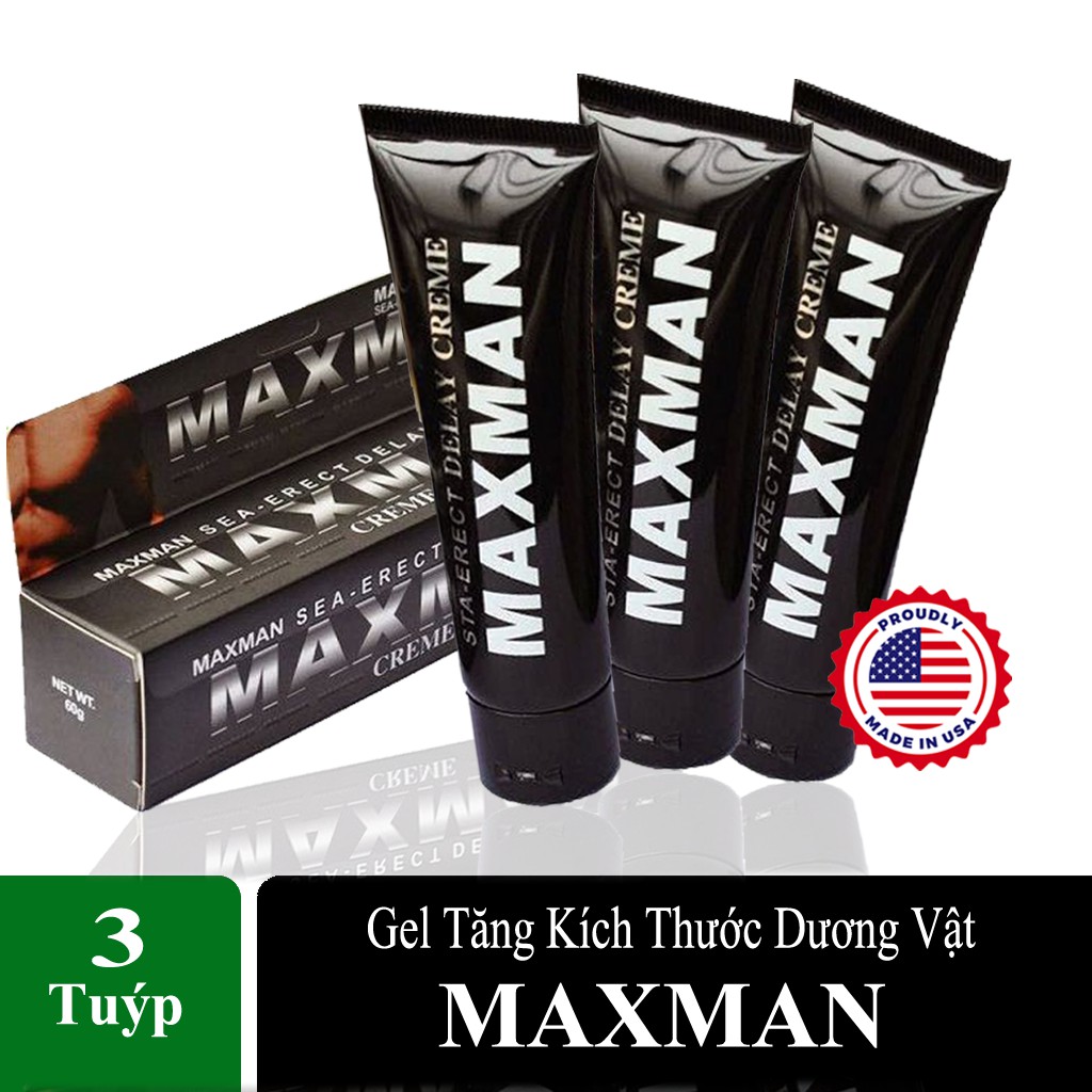 [Hàng Mỹ] Combo 3 Gel MAXMAN - Gel Bôi Tăng Kích Thước Cậu Nhỏ,Chống xuất tinh sớm, tăng khoái Cảm, Sung Mãn Trường Tồn.