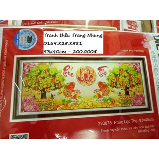 Tranh thêu chữ thập Phúc lộc thọ 223078-93x40cm