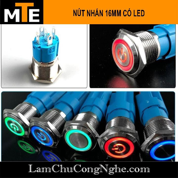 Nút nhấn nhả chống nước có led 16mm 24V