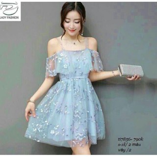 Đầm nữ xòe trễ vai đáng xòe đầm nữ