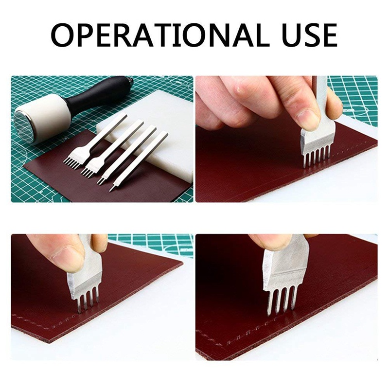 Bộ Dụng Cụ Đục Lỗ Đồ Da 4mm 1 / 2 / 4 / 6 Prong