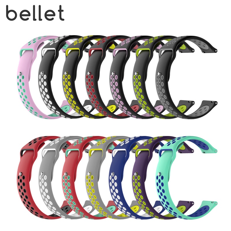 Dây silicon 2 màu thiết kế lỗ thoáng khí quickfit release 20mm cho đồng hồ Samsung Huami Huawei Garmin