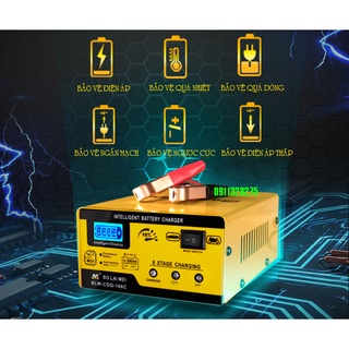 Sạc ắc quy 12V - 24V, 3AH - 200AH. Sạc bình xe máy, ô tô, xe tải thông minh. Sẽ tự động ngắt khi sạc đầy