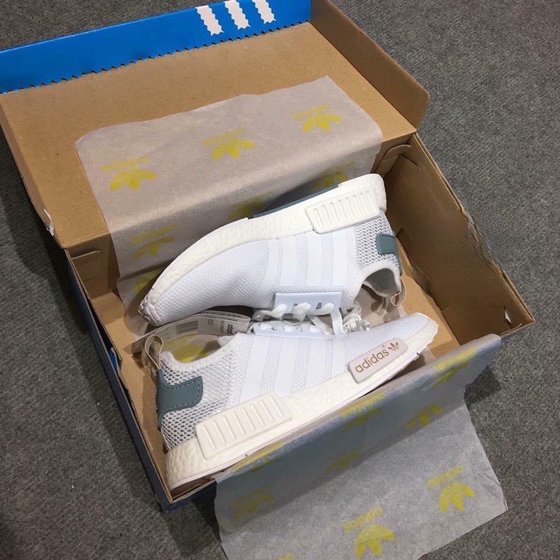 (VIDEO CẬN CẢNH) GIÀY THỂ THAO SNEAKER NMD TRẮNG GÓT XANH