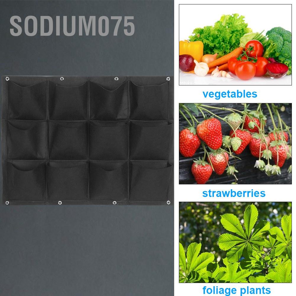 Sodium075 7/12/15/18 Pockets Planting Bag Garden Balcony Wall Vertical Flower Plants Hanging Planter
