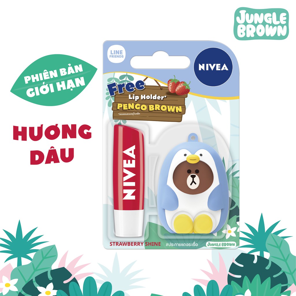 Son dưỡng ẩm Nivea hương dâu 85083 (4.8g) + Tặng ốp son Cánh Cụt (Phiên bản LINE giới hạn) | WebRaoVat - webraovat.net.vn