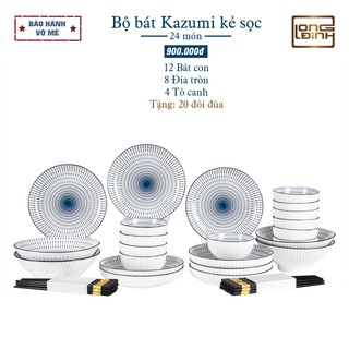 Bộ chén dĩa Nhật Kẻ Sọc, bộ bát đĩa phong cách Nhật Bản Long Đỉnh