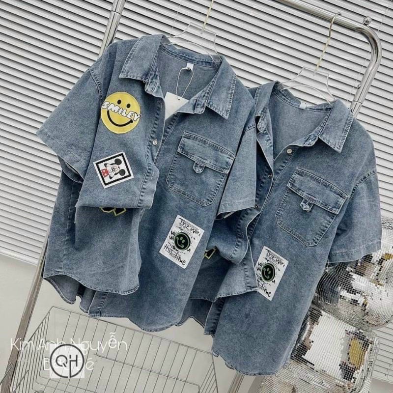 Áo sơ mi DENIM cộc tay loang siêu RẺ  MAIANHSHOP