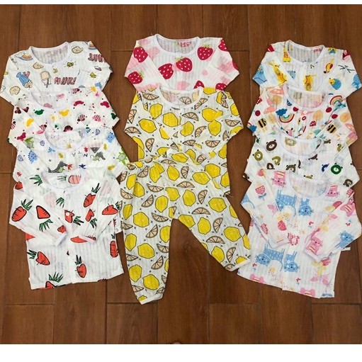 Bộ cotton giấy dài tay cài cúc cho bé sơ sinh từ 3-5kg