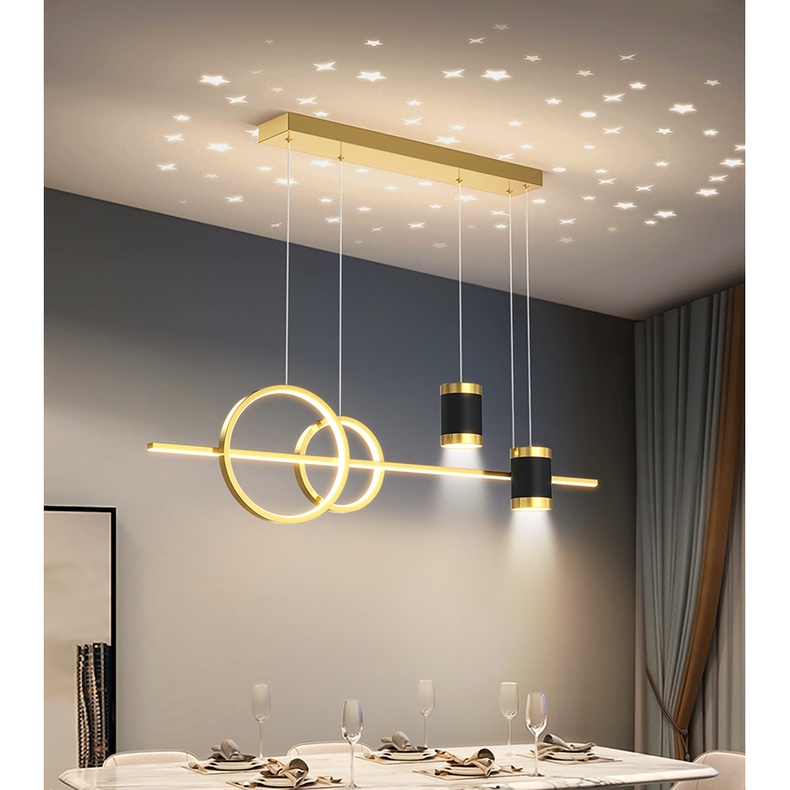 Đèn thả trần bàn ăn phòng khách chung cư hiện đại ánh sáng 3 màu điều khiển từ xa Đèn LED trang trí phòng bếp bàn ăn HB8