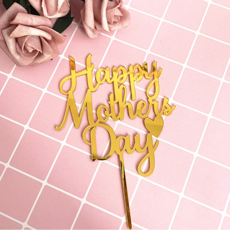 Topper trang trí bánh kem hình chữ Happy Mother's Day