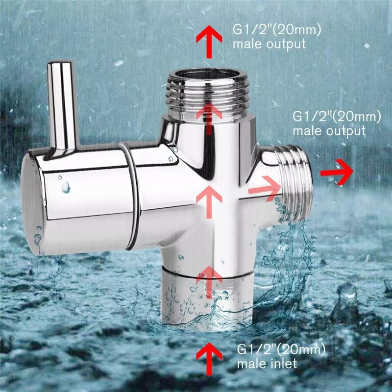 Van chia vòi nước 3 chiều hình chữ T có thể điều chỉnh chuyên dùng cho nhà tắm