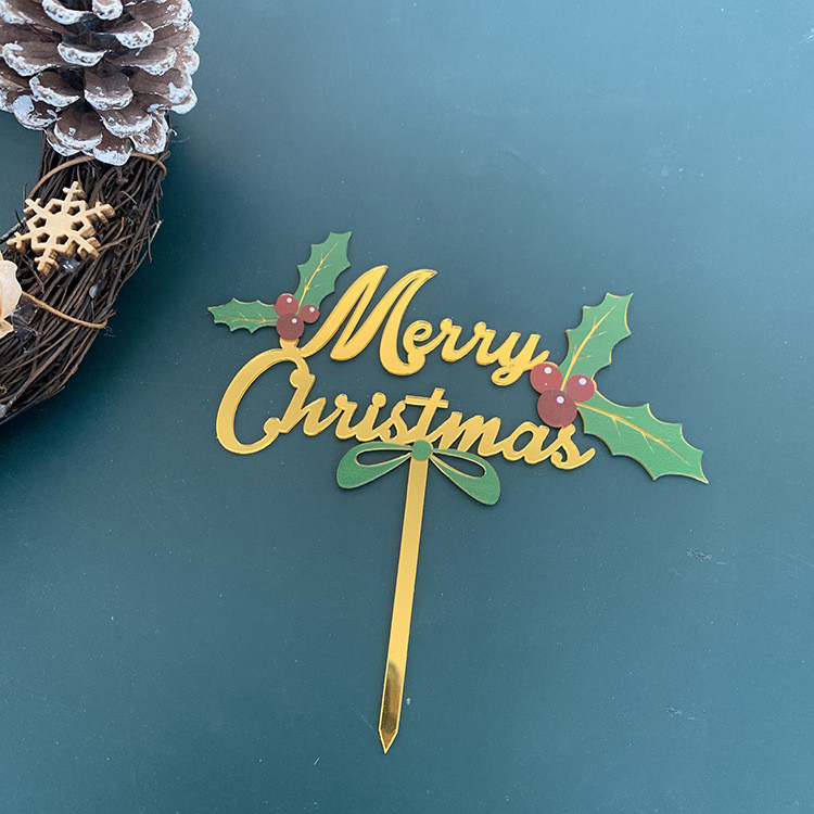Phụ Kiện Trang Trí Bánh Hình Chữ Merry Christmas Bằng Acrylic