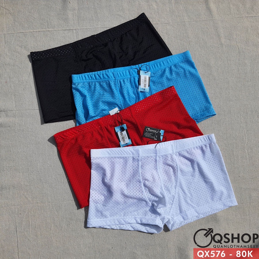 COMBO 4 MÀU QUẦN LÓT NAM THUN LỖ THOÁNG MÁT QSHOP QX576