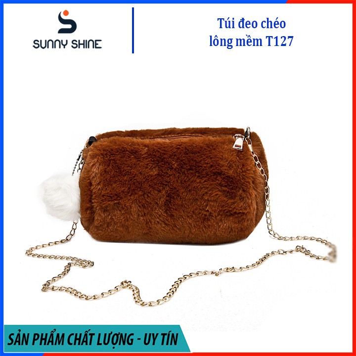 Túi đeo chéo Noel lông thú mềm mại cực xinh, 2 lớp lông ấm TXH127