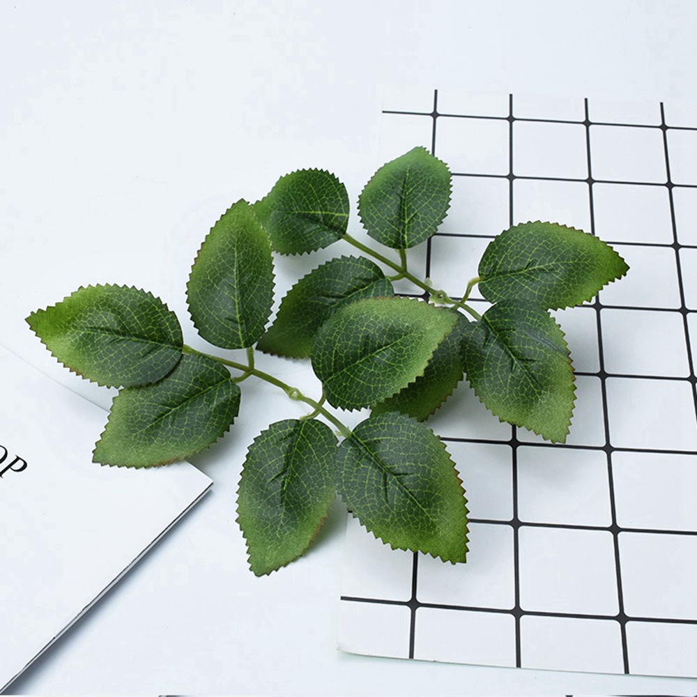Set 10/50 lá hoa hồng giả bằng lụa dùng trang trí nhà cửa