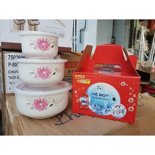 Bộ 3 thố sứ nắp hút chân không