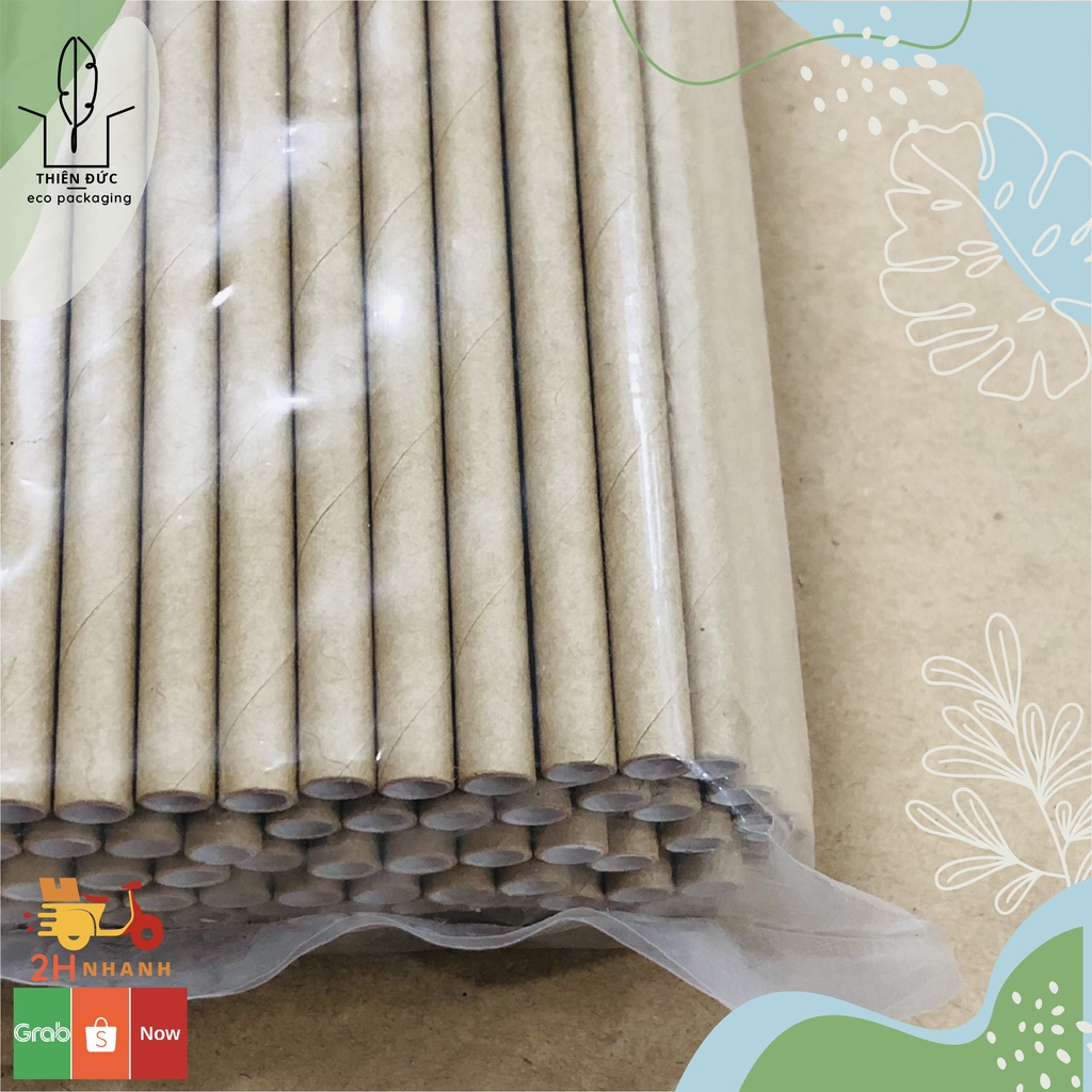 100 ỐNG HÚT GIẤY Kraft PHI 6 cm -  An toàn VSTP và thân thiện môi trường