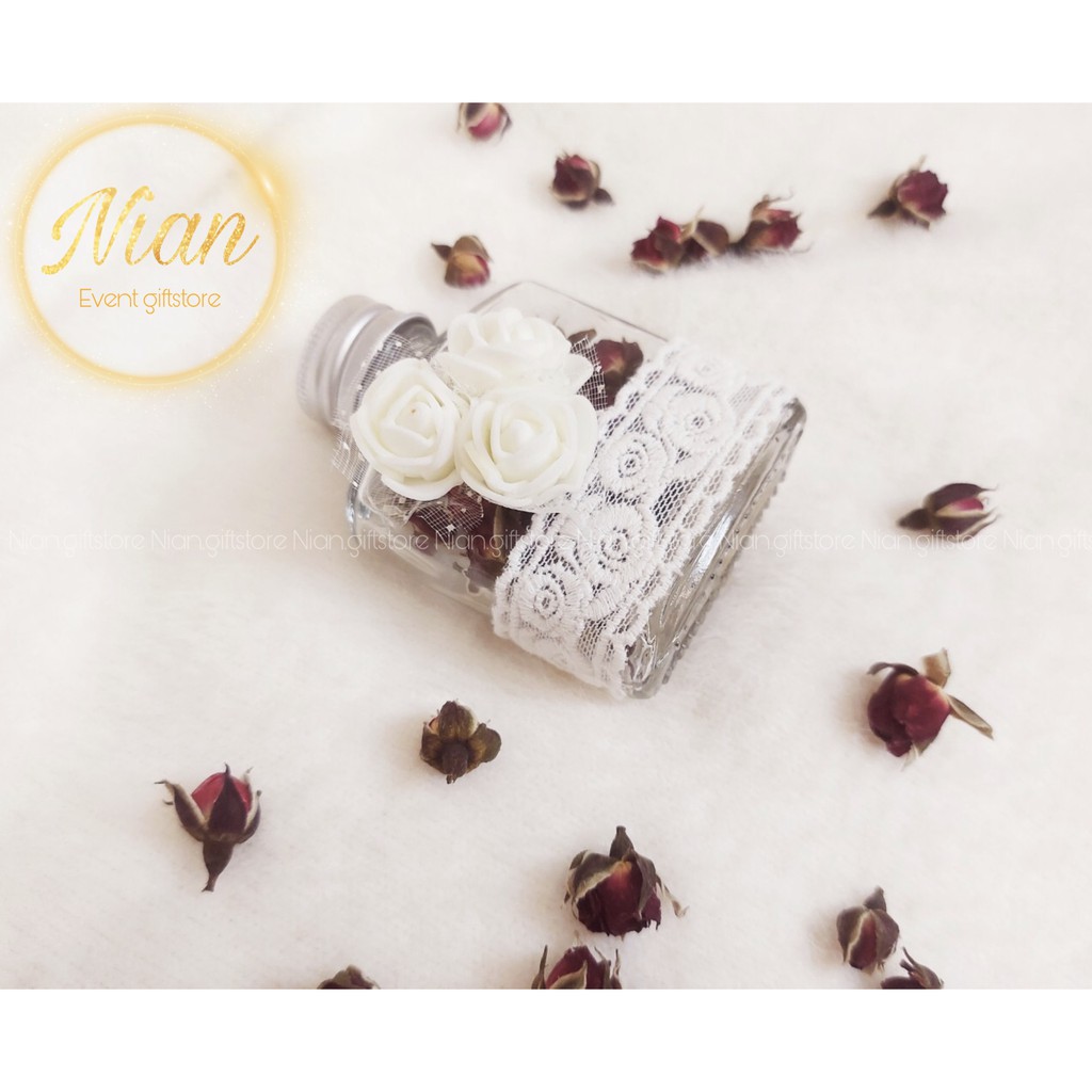 🎁Quà Đáp Lễ - Set 20🎁 Chai thủy tinh vuông trang trí <Virgin Rose> phong cách thanh lịch