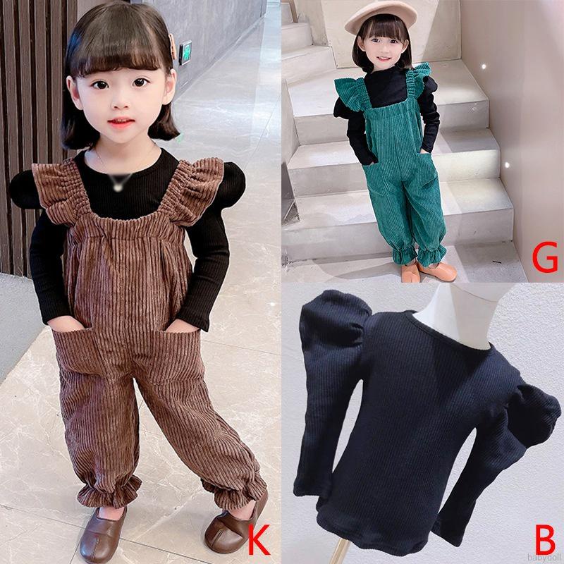 Áo thun/Quần yếm màu trơn thời trang cho bé gái