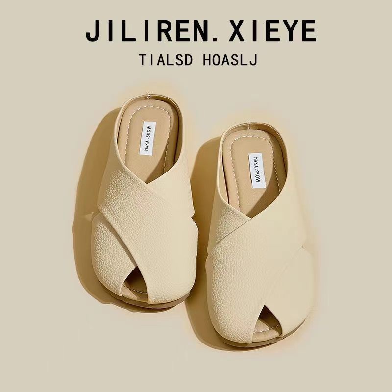 Dép Da Thật Đế Mềm Thiết Kế Đơn Giản Phong Cách Hàn Quốc Dễ Thương Cho Nữ