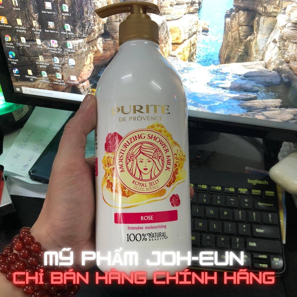 Sữa Tắm Purite Dưỡng Ẩm Tinh Chất Sữa Ong Chúa Chery Blossom/ Rose 850ml