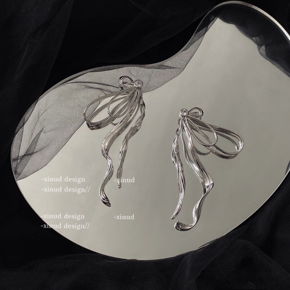 Đôi Khuyên Tai Dài Đính Nơ Thời Trang Cho Nữ