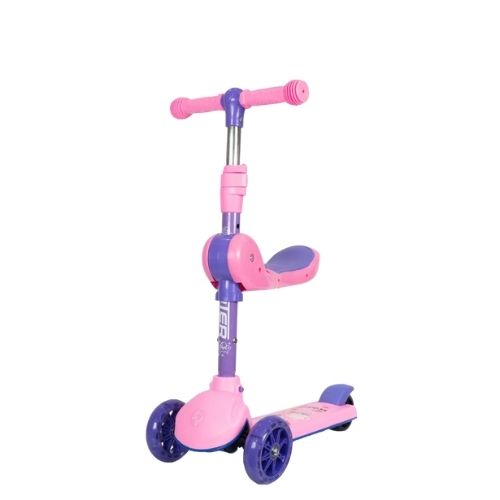 Xe Scooters Trẻ Em Cougar-902 Đa Chức Năng, Có 3 Bánh Kèm Ghế Phụ, Họa Tiết Đáng Yêu