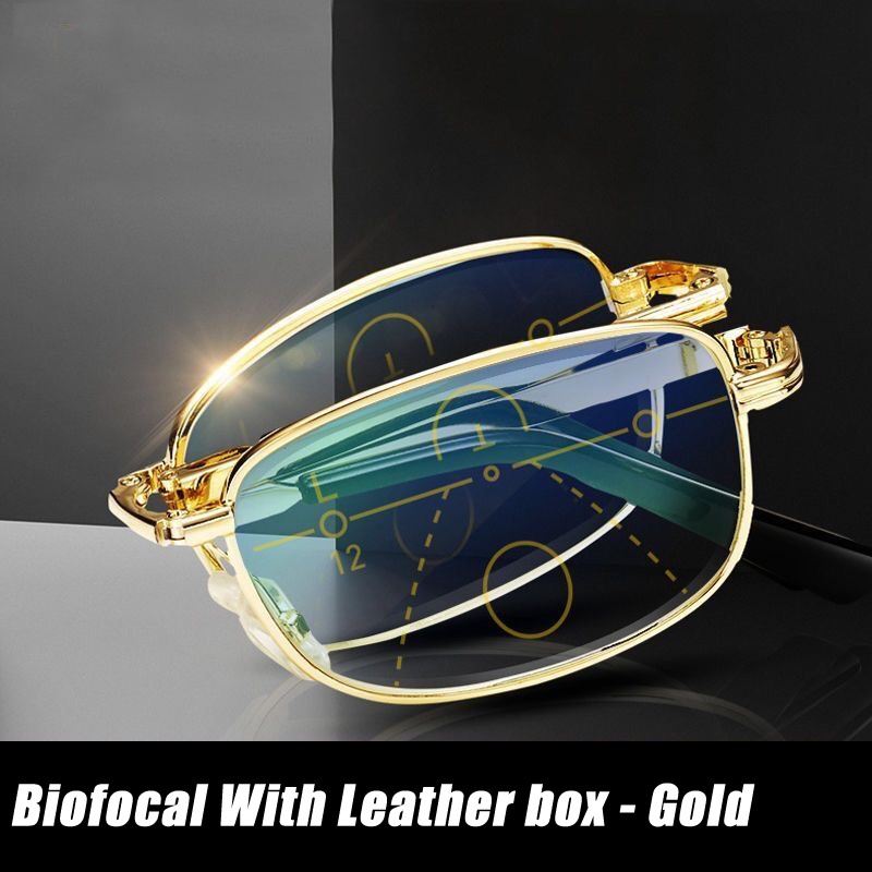 1 Kính Đọc Sách Gập Lại Được Chống Ánh Sáng Xanh Kèm Vỏ Da Đựng