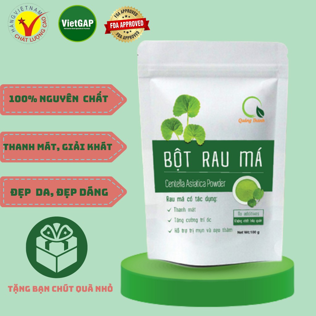 [Mã SRBACK010912 hoàn 20K xu đơn 50K] Bột rau má nguyên chất sấy lạnh Quảng Thanh 50g 100g XANH Corner