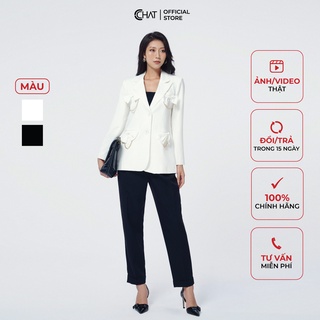 Áo Blazer Nữ 𝐂𝐂𝐇𝐀𝐓 Dáng Suông Phối Nơ Dáng Suông Phong Cách Trẻ Trung Thanh Lịch 21EHS8015ST