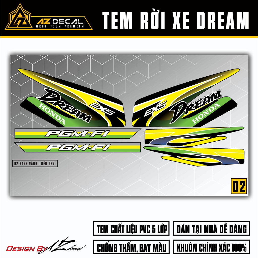 Tem Dream Việt & Thái Mẫu EXS Chế D2 - Tem Rời Dán Dream Nhiều Màu Chống Nước, Bền Màu, Decal Chế Đa Dạng Mẫu Cho Xe