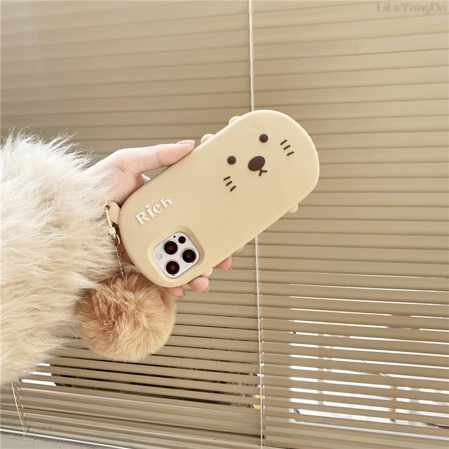 Ốp điện thoại silicon mềm hình mèo hoạt hình có dây đeo cho iPhone 6 6s 7 8 Plus X XR XS 11 12 13 Pro Max SE 2020