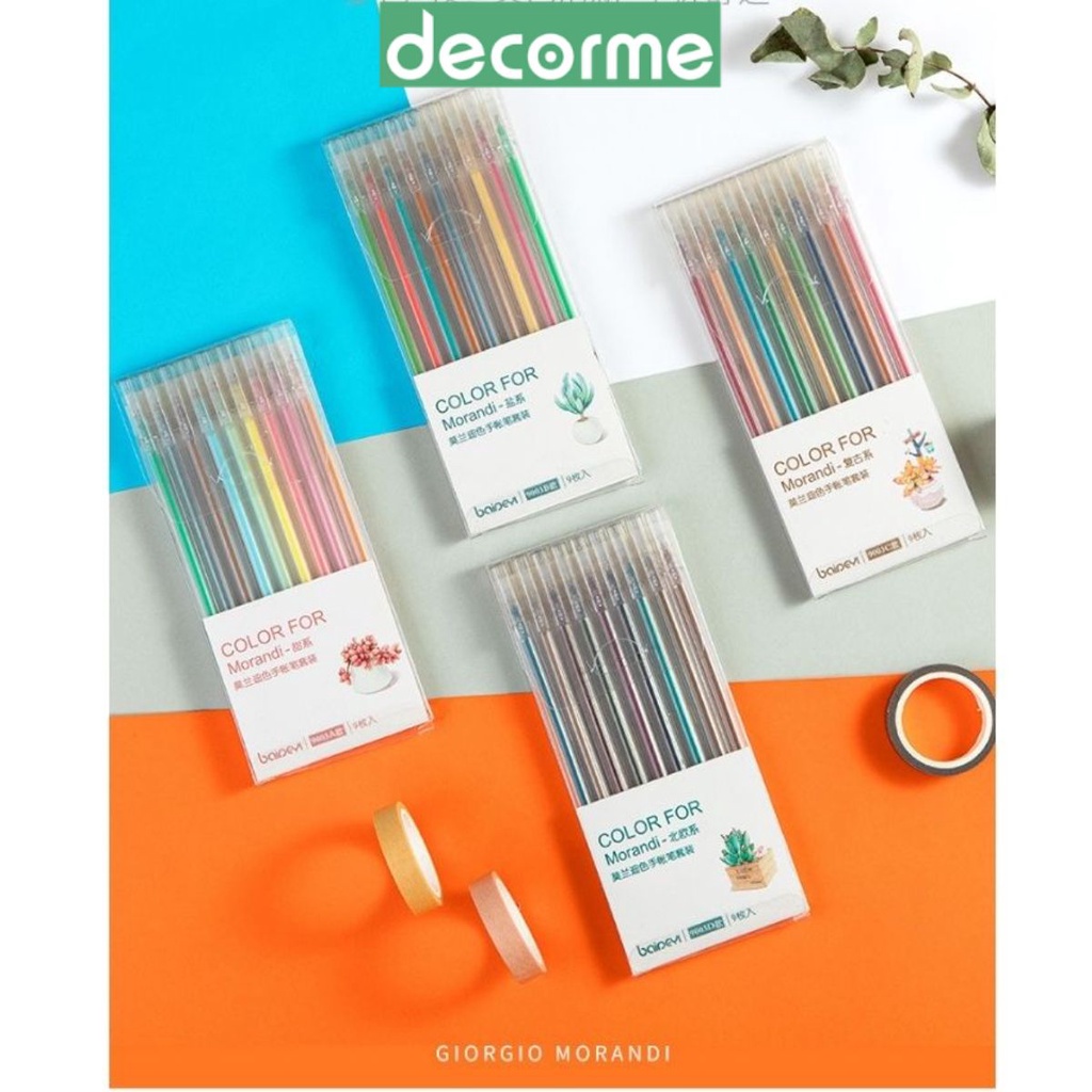 Bút gel màu Morandi macaron ngòi 0.5DecorMe Viết gel mực nhiều màu dễ thương tùy chọn tiện dụng BDC