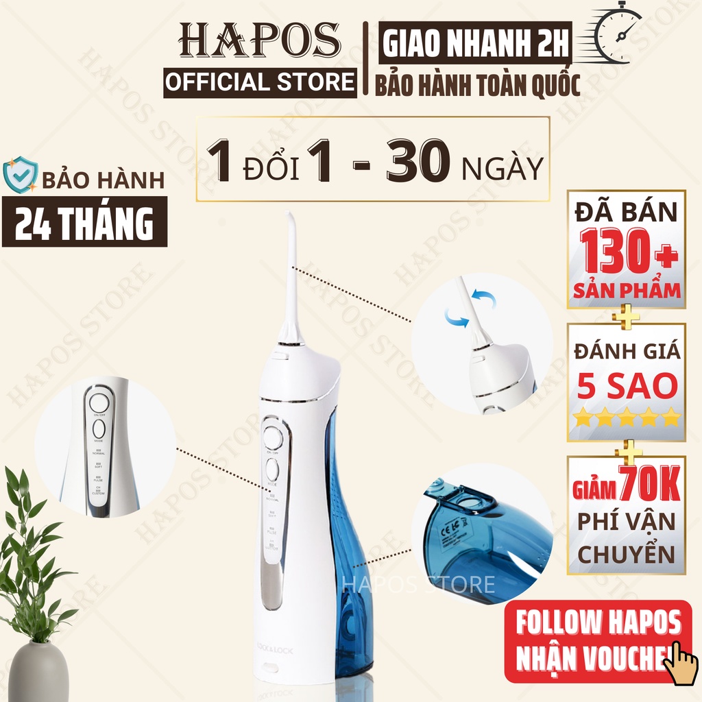 Máy tăm nước cầm tay Lock&Lock không dây ENR156BLU - HAPOS