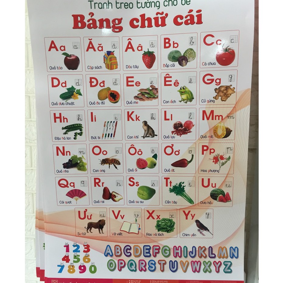Bộ Tranh Bảng Chữ Cái Treo Tường 12 Chủ Đề Song Ngữ Cho Be MS24
