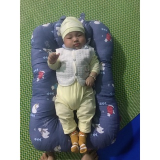Gối Đệm Nằm Cho Bé Sơ Sinh Hahuma – Tặng Gối Nhỏ, Êm Mềm Thoáng Khí, Chống Bẹp Đầu Cho Trẻ