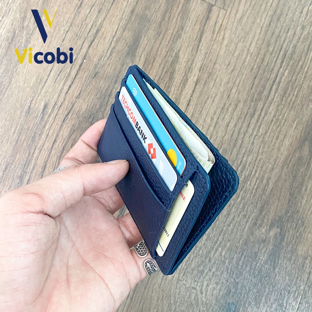 Ví mini Card Holder Da Bò Vicobi M4, Ví đựng thẻ ATM, GPLX cà vẹt bằng lái xe mới, Made in VietNam