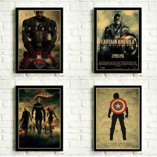 Tranh Treo Tường In Hình Nhân Vật Captain America Trong Phim Marvel Kiểu Vintage Trang Trí Quán Cà Phê / Nhà Cửa