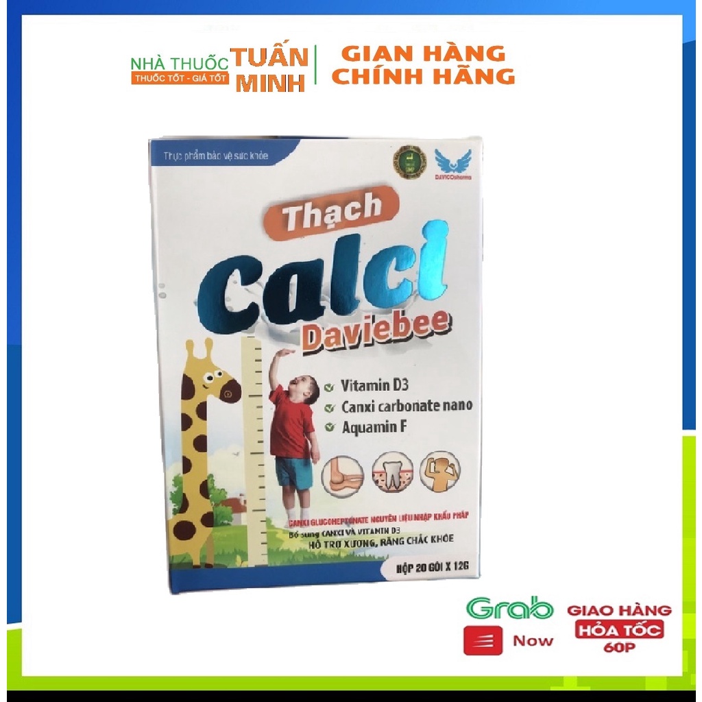 Thạch Calci Daviebee  Bổ Sung Canxi Và Vitamin D3 Hỗ Trợ Xương Răng Chắc Khỏe (Hộp 20 Gói)